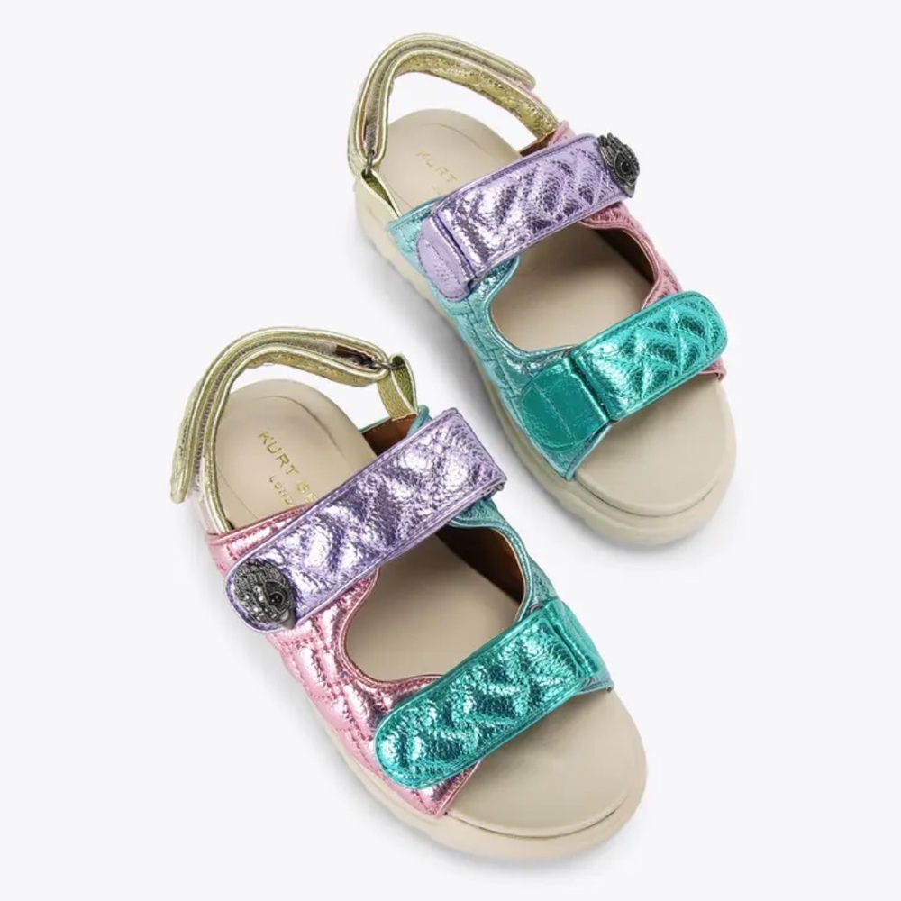 Kurt Geiger Girls Metallic Pink Purple Teal Sandals